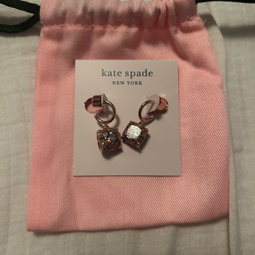 Kate Spade Pink and Silver Glitter Earrings